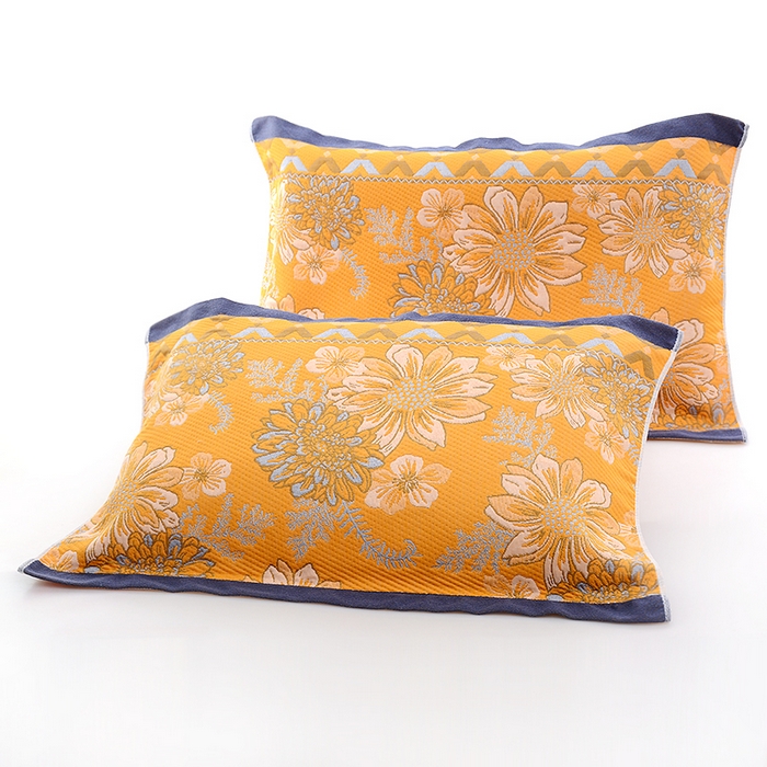 彩虹毛巾2025新款直播跑量花卉枕巾色织提花亲肤枕巾隔脏枕头套宽边加厚枕巾2条装 花卉风10