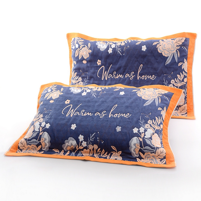 彩虹毛巾2025新款直播跑量花卉枕巾色织提花亲肤枕巾隔脏枕头套宽边加厚枕巾2条装 花卉风13