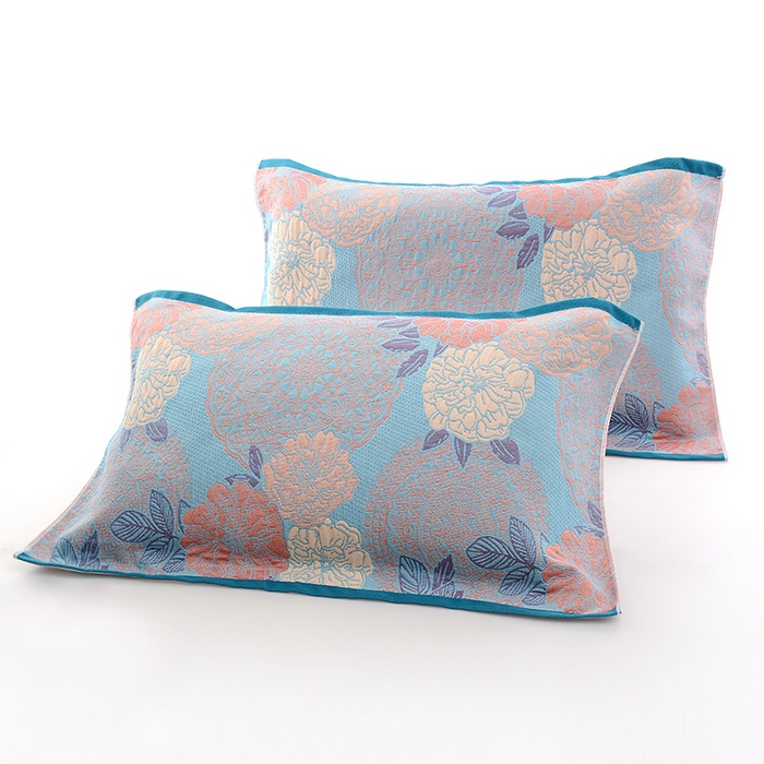 彩虹毛巾2025新款直播跑量花卉枕巾色织提花亲肤枕巾隔脏枕头套宽边加厚枕巾2条装 花卉风04