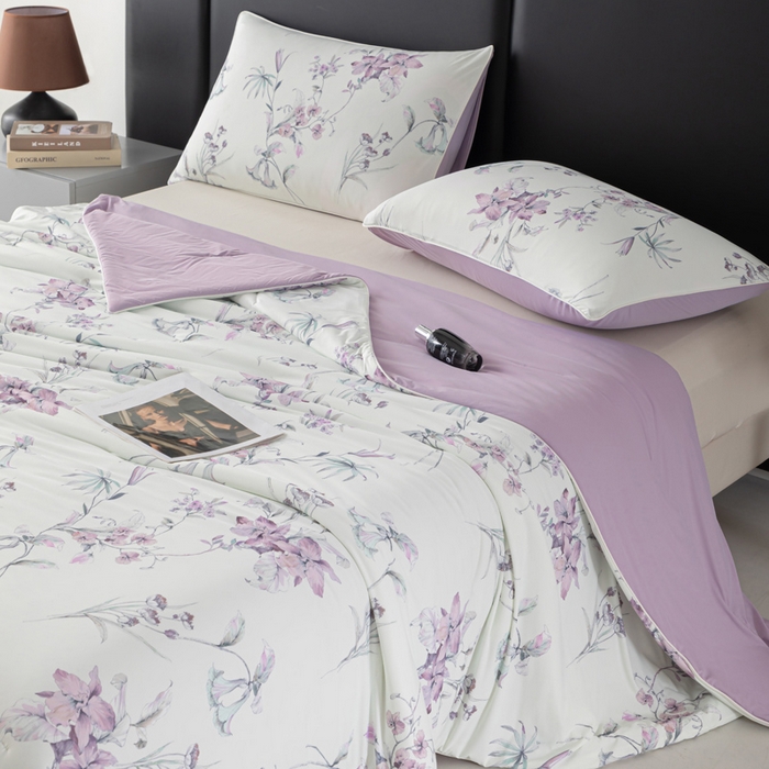 91家纺网 家纺一手货源 找家纺 玛德琳 2025新款A类兰精天丝印花凉感丝系列 满庭芳