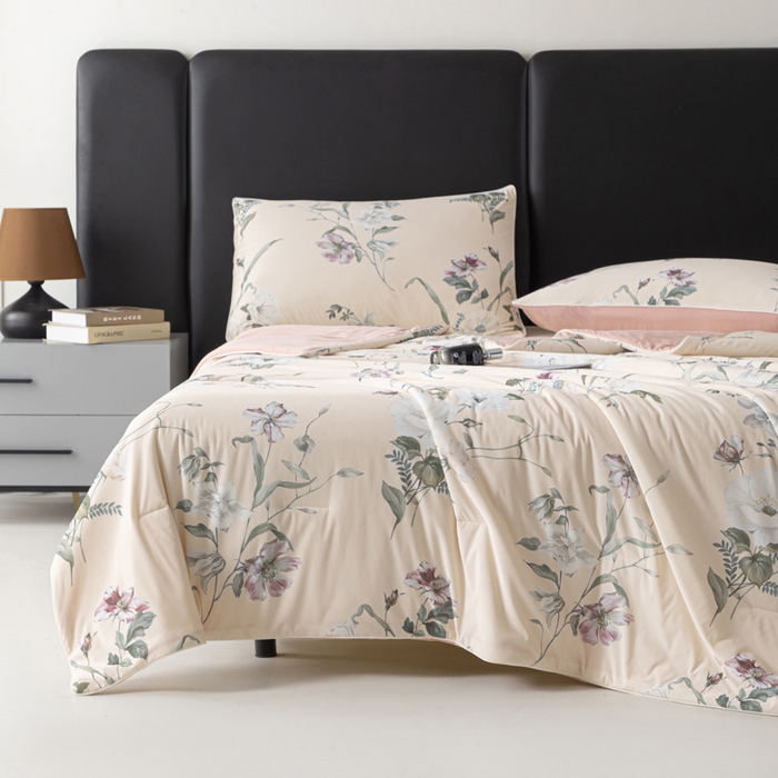 玛德琳 2025新款A类兰精天丝印花凉感丝系列 粉墨花笺