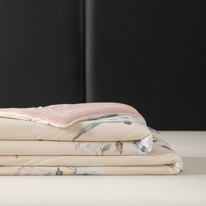 91家纺网 家纺一手货源 找家纺 玛德琳 2025新款A类兰精天丝印花凉感丝系列 粉墨花笺