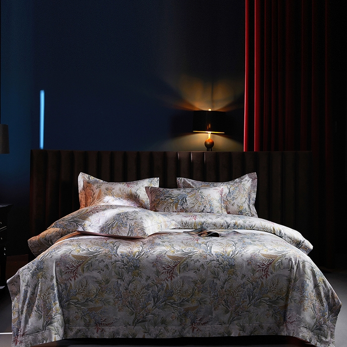 91家纺网 家纺一手货源 找家纺 缔缦 2025新款定织八枚锻s140数码印花系列四件套 暗香