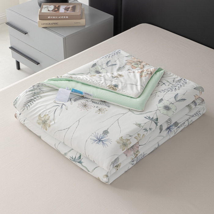 91家纺网 家纺一手货源 找家纺 玛德琳 2025新款A类兰精天丝印花凉感丝系列 绿影芳踪