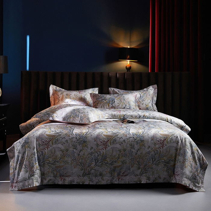 91家纺网 家纺一手货源 找家纺 缔缦 2025新款定织八枚锻s140数码印花系列四件套 暗香