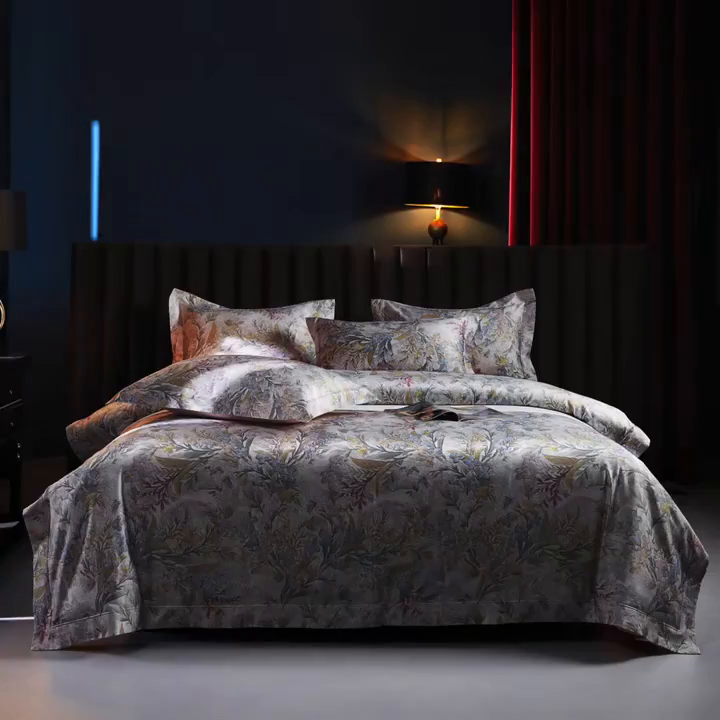 91家纺网 家纺一手货源 找家纺 缔缦 2025新款定织八枚锻s140数码印花系列四件套 暗香