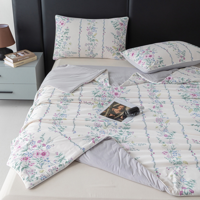 91家纺网 家纺一手货源 找家纺 玛德琳 2025新款A类兰精天丝印花凉感丝系列 田园花梦