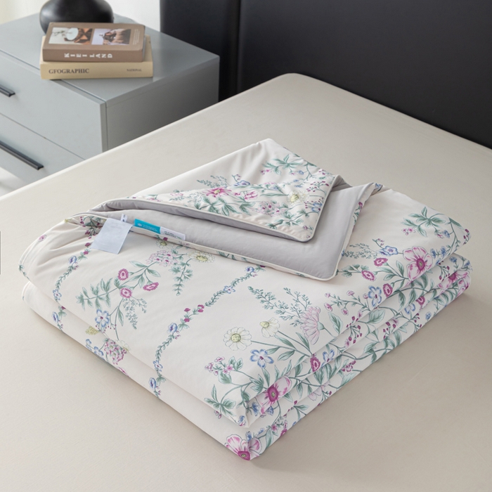 91家纺网 家纺一手货源 找家纺 玛德琳 2025新款A类兰精天丝印花凉感丝系列 田园花梦