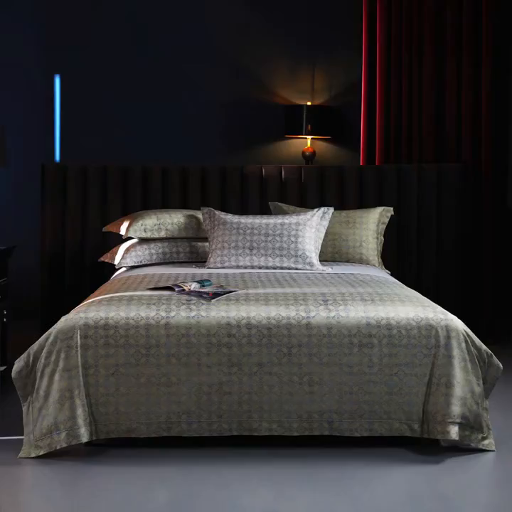 91家纺网 家纺一手货源 找家纺 缔缦 2025新款定织八枚锻s140数码印花系列四件套 贝蒂斯