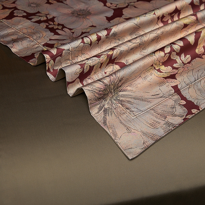 91家纺网 家纺一手货源 找家纺 缔缦 2025新款定织八枚锻s140数码印花系列四件套 繁花