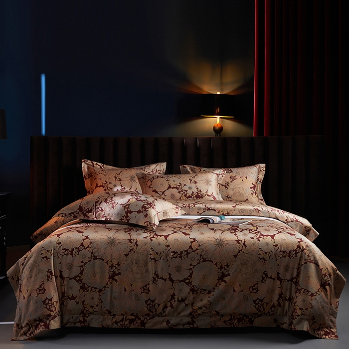 91家纺网 家纺一手货源 找家纺 缔缦 2025新款定织八枚锻s140数码印花系列四件套 繁花