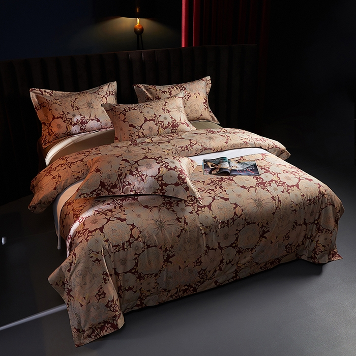 91家纺网 家纺一手货源 找家纺 缔缦 2025新款定织八枚锻s140数码印花系列四件套 繁花