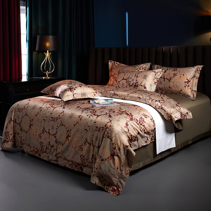 91家纺网 家纺一手货源 找家纺 缔缦 2025新款定织八枚锻s140数码印花系列四件套 繁花