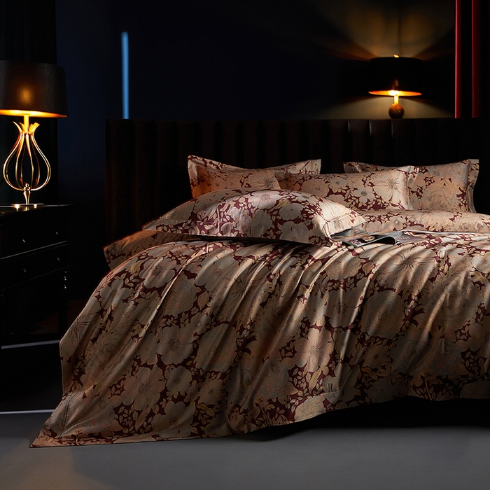 91家纺网 家纺一手货源 找家纺 缔缦 2025新款定织八枚锻s140数码印花系列四件套 繁花