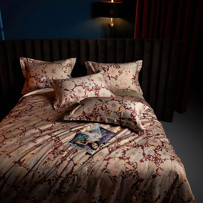 91家纺网 家纺一手货源 找家纺 缔缦 2025新款定织八枚锻s140数码印花系列四件套 繁花