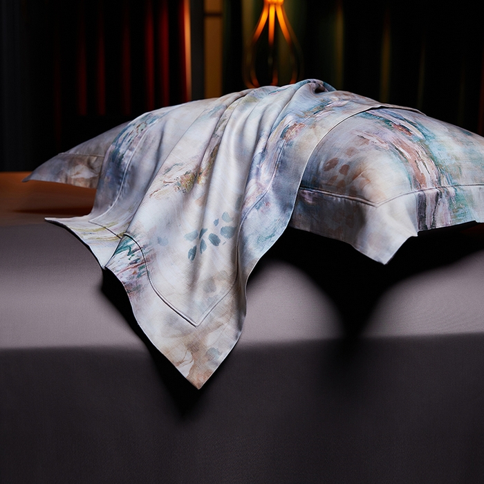 91家纺网 家纺一手货源 找家纺 缔缦 2025新款定织八枚锻s140数码印花系列四件套 莫奈花园