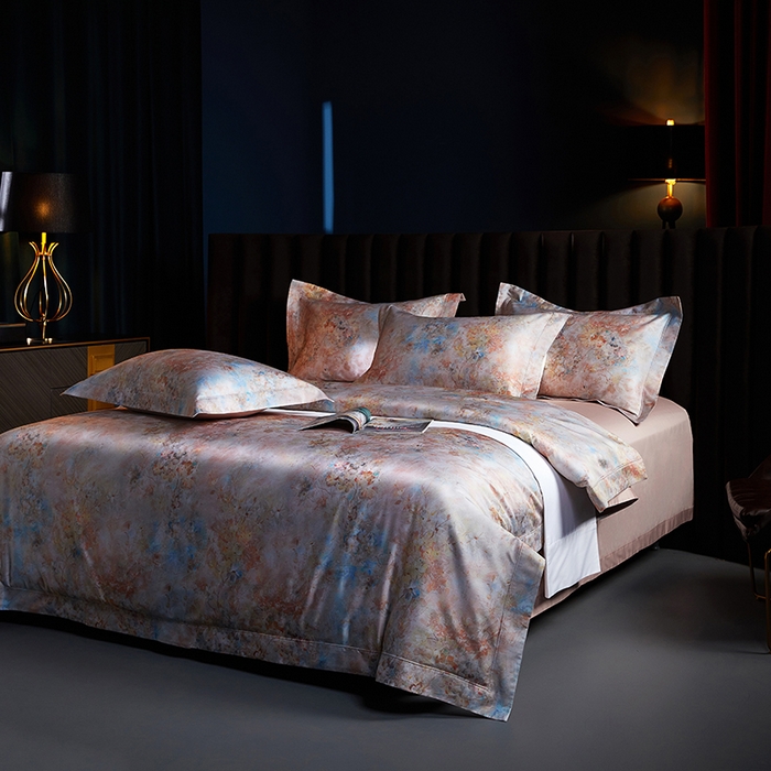 91家纺网 家纺一手货源 找家纺 缔缦 2025新款定织八枚锻s140数码印花系列四件套 西西里