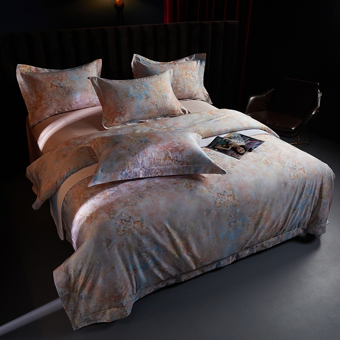 91家纺网 家纺一手货源 找家纺 缔缦 2025新款定织八枚锻s140数码印花系列四件套 西西里