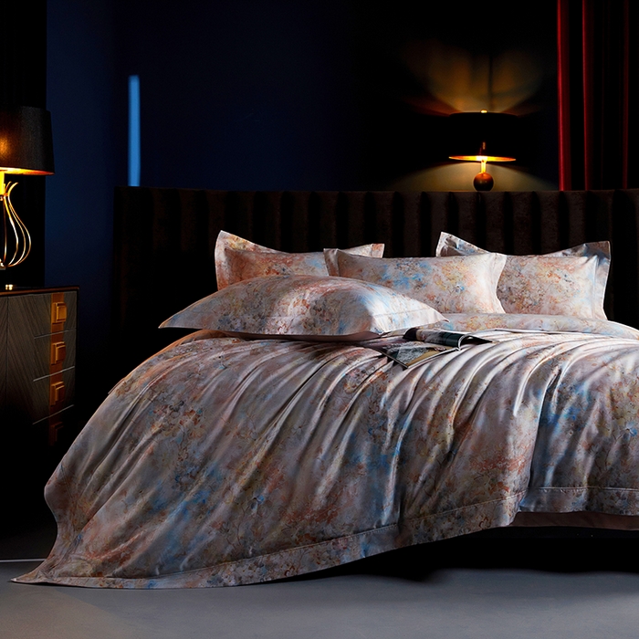 91家纺网 家纺一手货源 找家纺 缔缦 2025新款定织八枚锻s140数码印花系列四件套 西西里