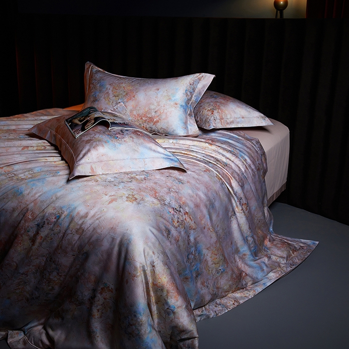 91家纺网 家纺一手货源 找家纺 缔缦 2025新款定织八枚锻s140数码印花系列四件套 西西里