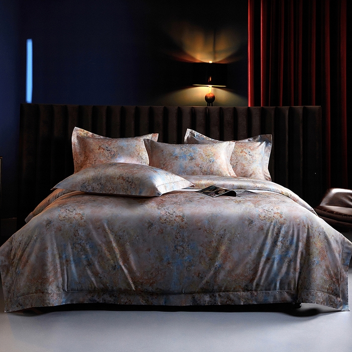 91家纺网 家纺一手货源 找家纺 缔缦 2025新款定织八枚锻s140数码印花系列四件套 西西里