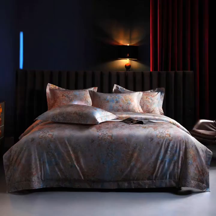 91家纺网 家纺一手货源 找家纺 缔缦 2025新款定织八枚锻s140数码印花系列四件套 西西里