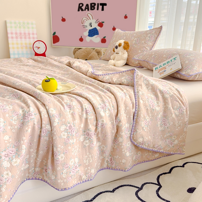 91家纺网 家纺一手货源 找家纺 星巴k家纺 2025新款贝壳绣三角针花边工艺款贝壳边夏被夏凉被空调被四件套【可提供买家秀】 爱如星辰