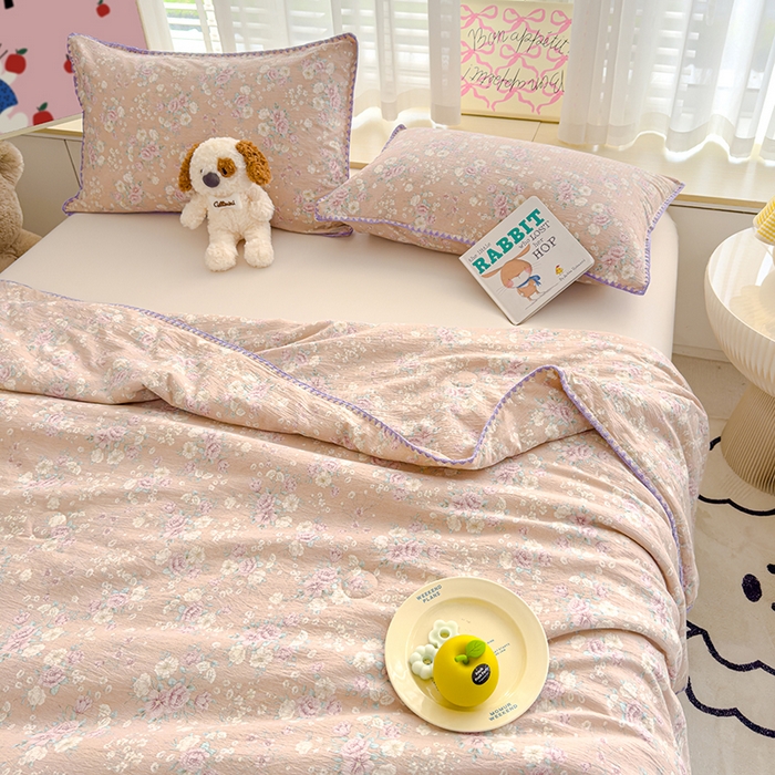 91家纺网 家纺一手货源 找家纺 星巴k家纺 2025新款贝壳绣三角针花边工艺款贝壳边夏被夏凉被空调被四件套【可提供买家秀】 爱如星辰