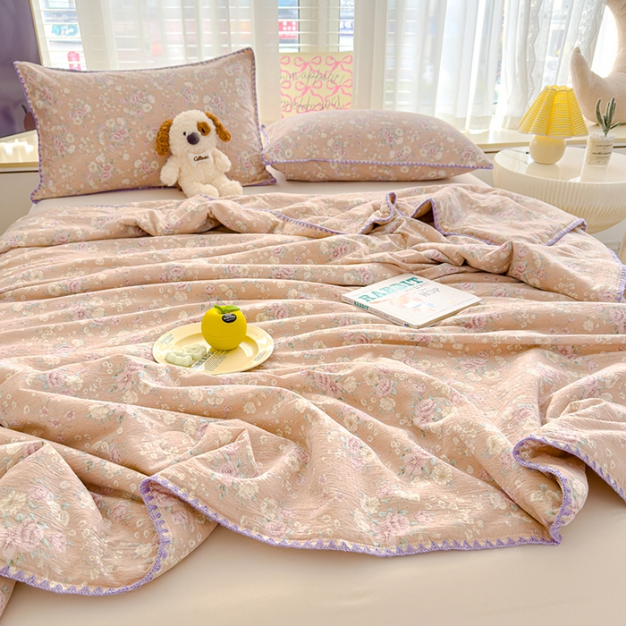 91家纺网 家纺一手货源 找家纺 星巴k家纺 2025新款贝壳绣三角针花边工艺款贝壳边夏被夏凉被空调被四件套【可提供买家秀】 爱如星辰