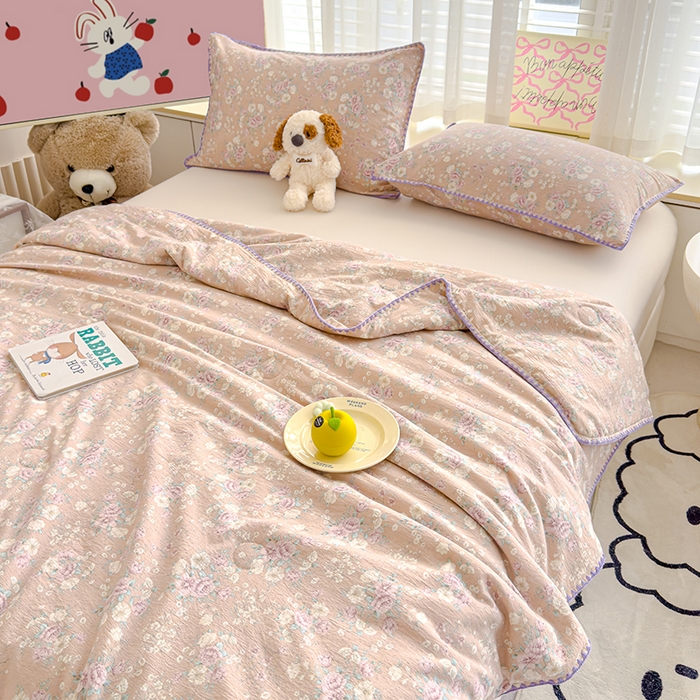 91家纺网 家纺一手货源 找家纺 星巴k家纺 2025新款贝壳绣三角针花边工艺款贝壳边夏被夏凉被空调被四件套【可提供买家秀】 爱如星辰