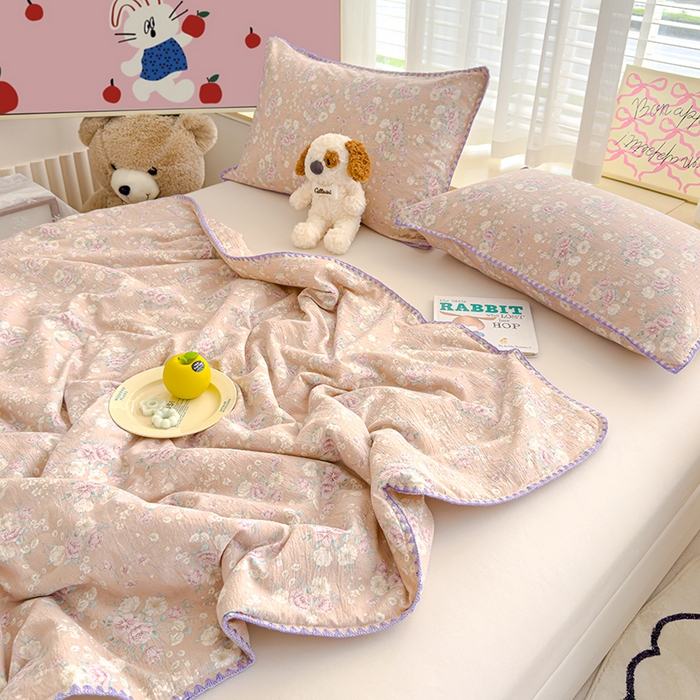 91家纺网 家纺一手货源 找家纺 星巴k家纺 2025新款贝壳绣三角针花边工艺款贝壳边夏被夏凉被空调被四件套【可提供买家秀】 爱如星辰