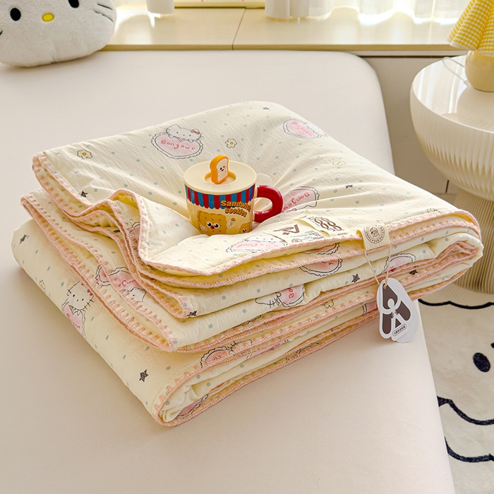 星巴k家纺 2025新款贝壳绣三角针花边工艺款贝壳边夏被夏凉被空调被四件套【可提供买家秀】 爱心kt