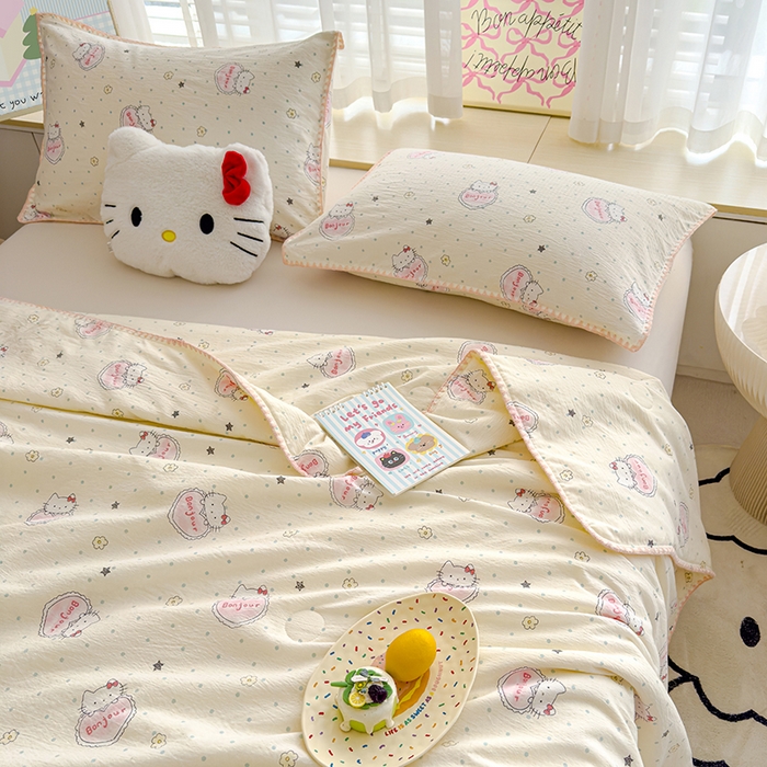 91家纺网 家纺一手货源 找家纺 星巴k家纺 2025新款贝壳绣三角针花边工艺款贝壳边夏被夏凉被空调被四件套【可提供买家秀】 爱心kt