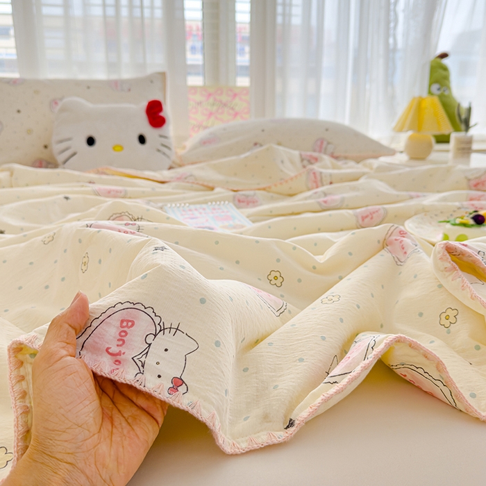 91家纺网 家纺一手货源 找家纺 星巴k家纺 2025新款贝壳绣三角针花边工艺款贝壳边夏被夏凉被空调被四件套【可提供买家秀】 爱心kt