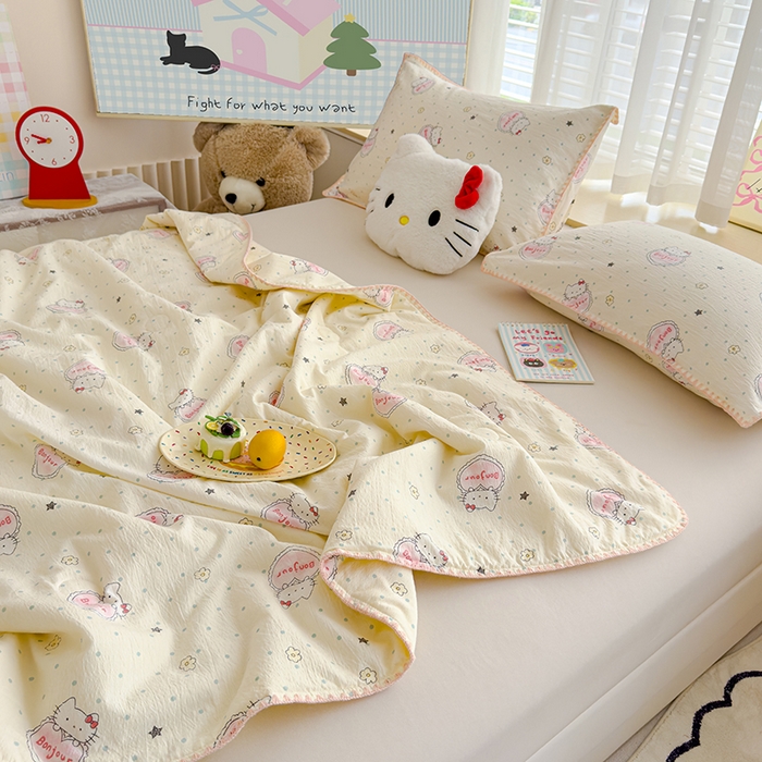 91家纺网 家纺一手货源 找家纺 星巴k家纺 2025新款贝壳绣三角针花边工艺款贝壳边夏被夏凉被空调被四件套【可提供买家秀】 爱心kt