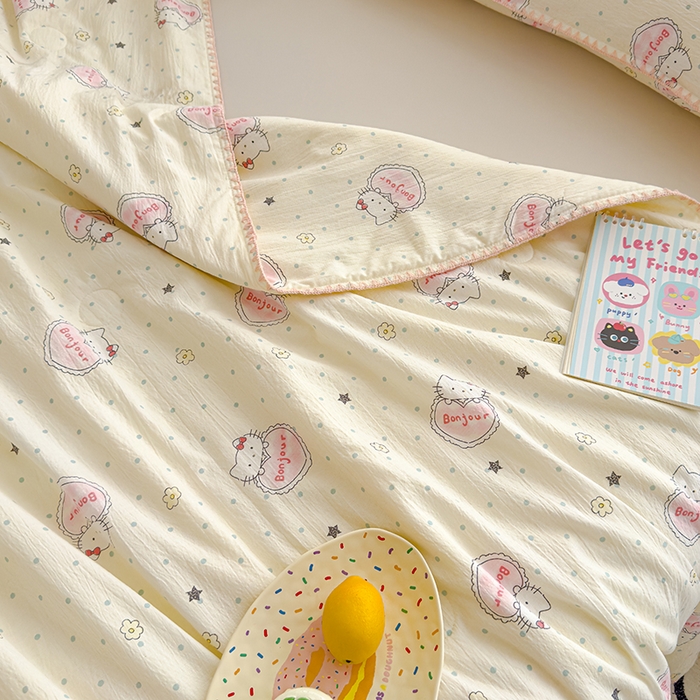 91家纺网 家纺一手货源 找家纺 星巴k家纺 2025新款贝壳绣三角针花边工艺款贝壳边夏被夏凉被空调被四件套【可提供买家秀】 爱心kt