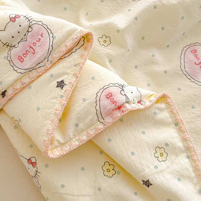 91家纺网 家纺一手货源 找家纺 星巴k家纺 2025新款贝壳绣三角针花边工艺款贝壳边夏被夏凉被空调被四件套【可提供买家秀】 爱心kt