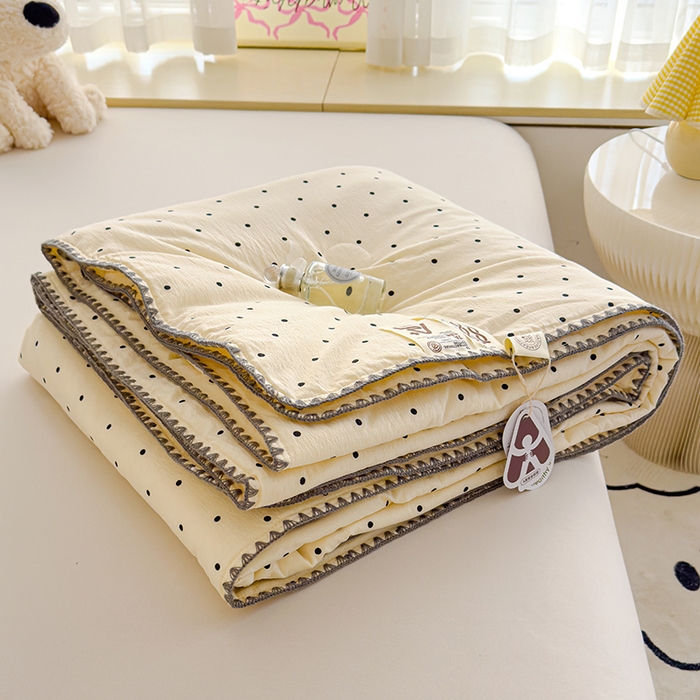 星巴k家纺 2025新款贝壳绣三角针花边工艺款贝壳边夏被夏凉被空调被四件套【可提供买家秀】 波点灰