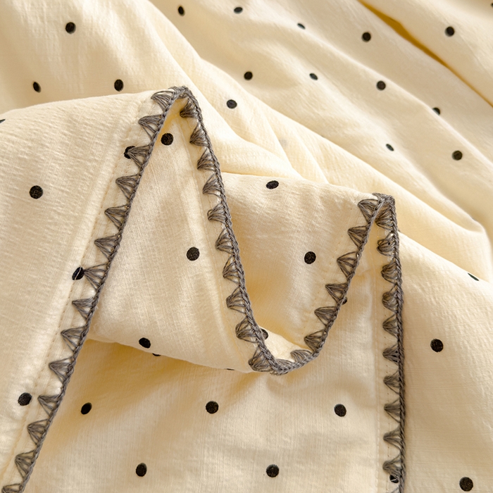 91家纺网 家纺一手货源 找家纺 星巴k家纺 2025新款贝壳绣三角针花边工艺款贝壳边夏被夏凉被空调被四件套【可提供买家秀】 波点灰