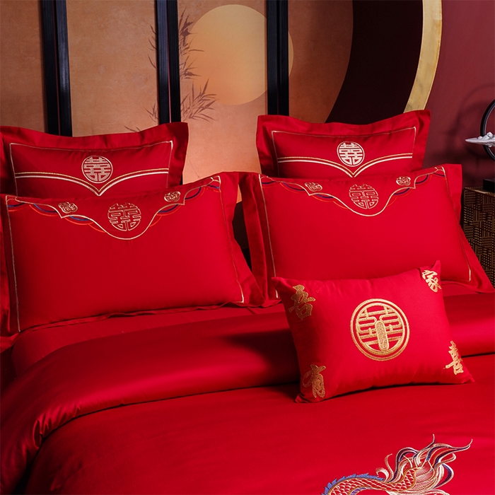 91家纺网 家纺一手货源 找家纺 洽想家 2025新款全棉新中式刺绣婚庆四件套多件套（控价销售最低不低于288元） 龙章凤彩