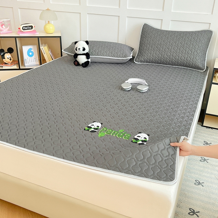 91家纺网 家纺一手货源 找家纺 缦纱 2025新款凉感丝加厚凉席夏季冰丝凉席 高级灰