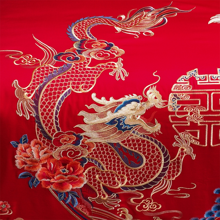 91家纺网 家纺一手货源 找家纺 洽想家 2025新款全棉新中式刺绣婚庆四件套多件套（控价销售最低不低于288元） 龙章凤彩