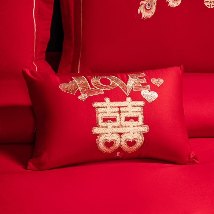 91家纺网 家纺一手货源 找家纺 洽想家 2025新款全棉新中式刺绣婚庆四件套多件套（控价销售最低不低于288元） 龙凤九天