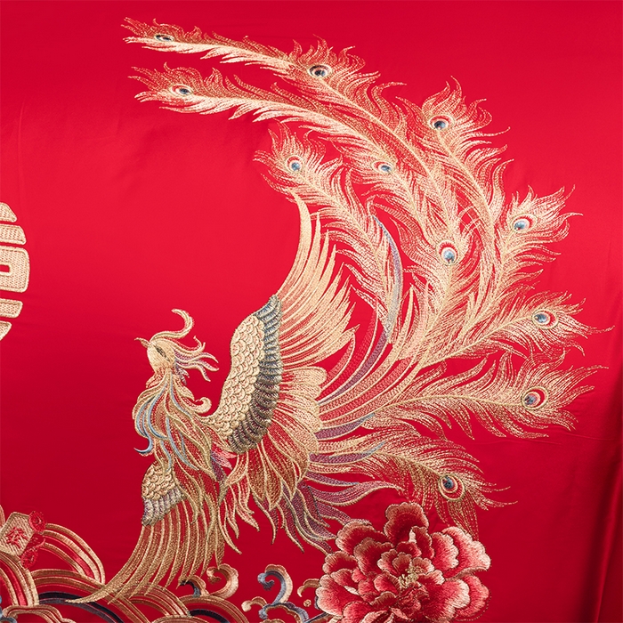 91家纺网 家纺一手货源 找家纺 洽想家 2025新款全棉新中式刺绣婚庆四件套多件套（控价销售最低不低于288元） 龙凤九天