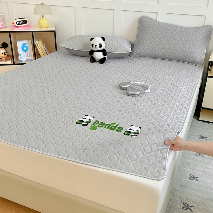 缦纱 2025新款凉感丝加厚凉席夏季冰丝凉席 浅灰