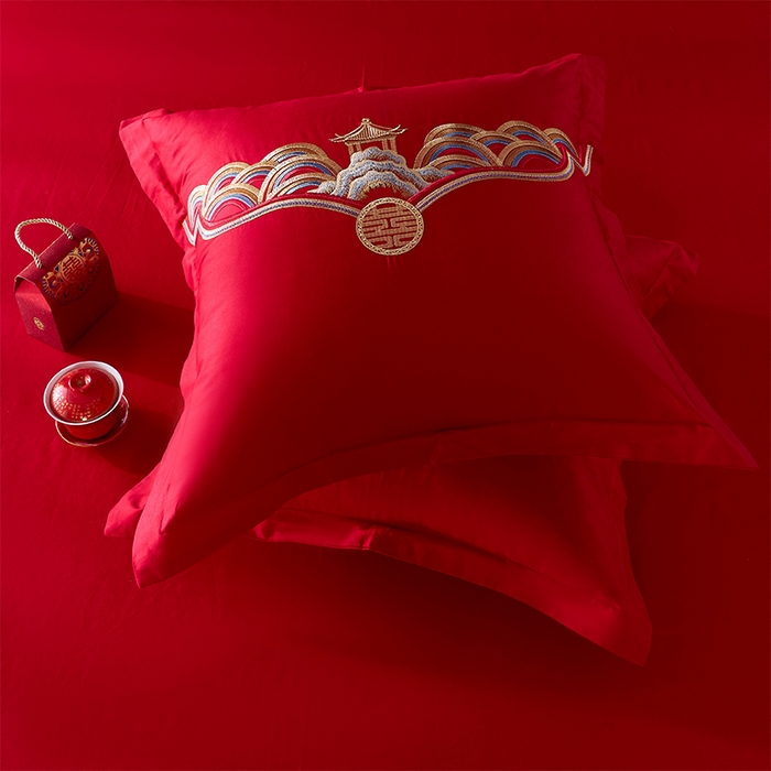 91家纺网 家纺一手货源 找家纺 洽想家 2025新款全棉新中式刺绣婚庆四件套多件套（控价销售最低不低于288元） 凤舞龙蟠