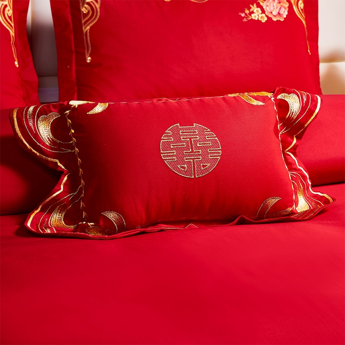 91家纺网 家纺一手货源 找家纺 洽想家 2025新款全棉新中式刺绣婚庆四件套多件套（控价销售最低不低于288元） 龙凤喜舞