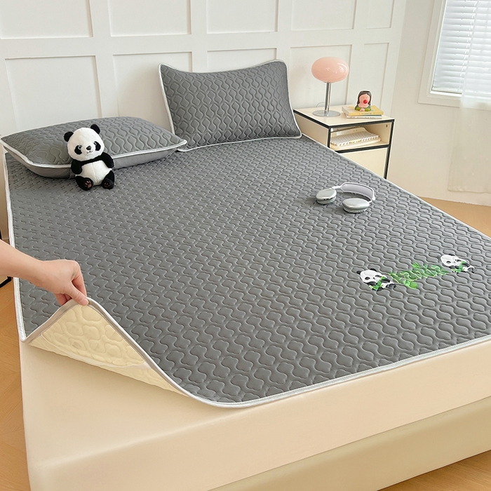 91家纺网 家纺一手货源 找家纺 缦纱 2025新款凉感丝加厚凉席夏季冰丝凉席 高级灰