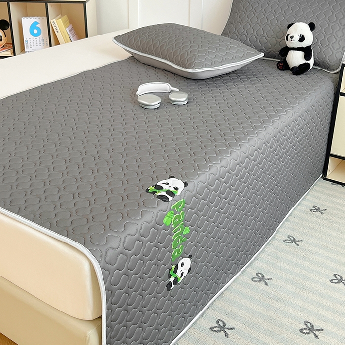 91家纺网 家纺一手货源 找家纺 缦纱 2025新款凉感丝加厚凉席夏季冰丝凉席 高级灰