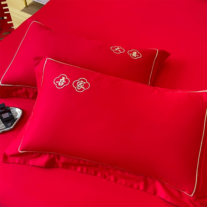 91家纺网 家纺一手货源 找家纺 洽想家 2025新款全棉新中式刺绣婚庆四件套多件套（控价销售最低不低于288元） 吾家大喜